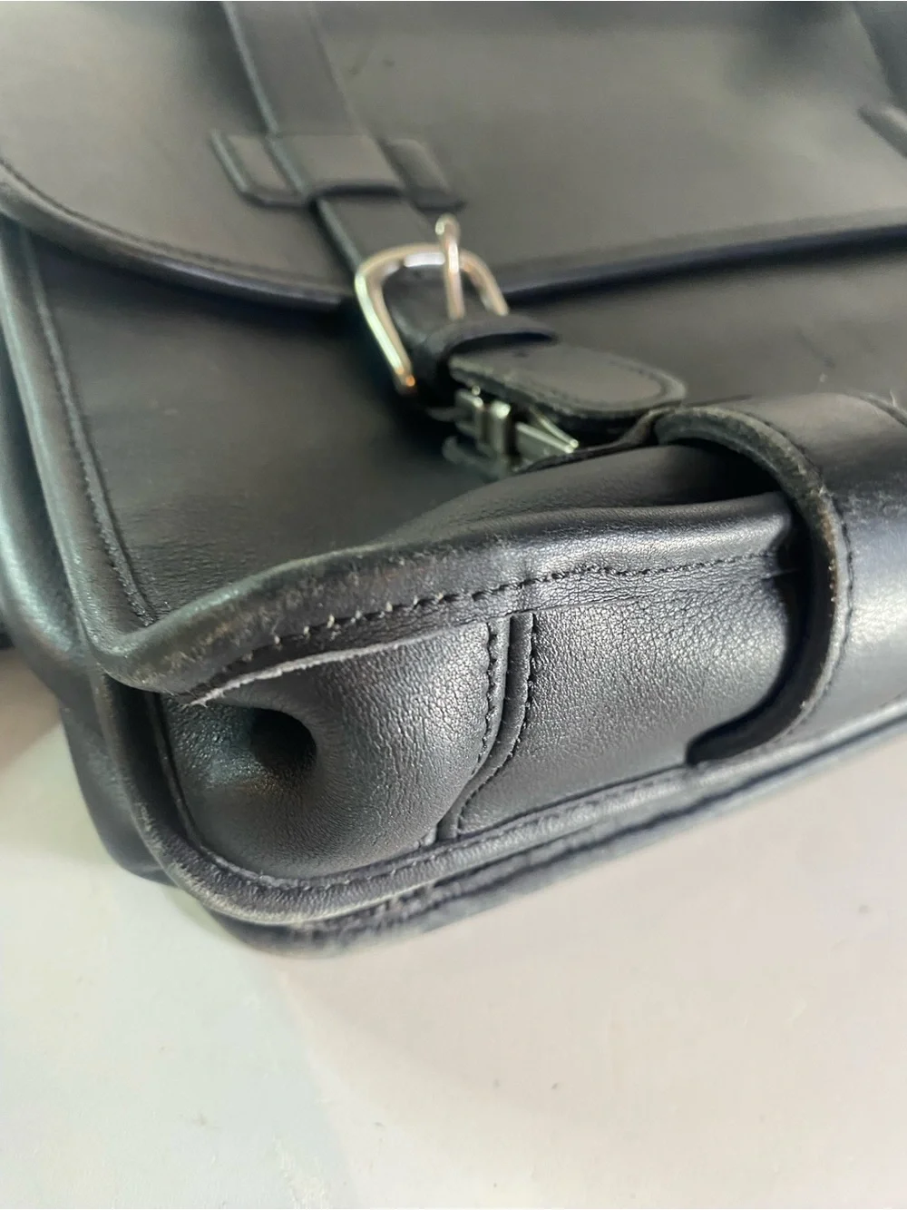 Vintage Coach Black Leather Briefcase Laptop Messenger Bag Adjustable Strap